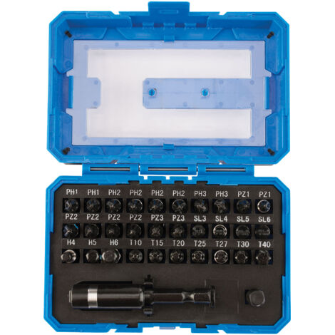 Draper Expert 32-Piece Impact Rated 1/4" Hex Screwdriver and Magnetic Bit Set with Titanium Nitride Coated Insert Bits, 25mm Length