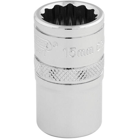 Draper Expert 33136 1/2 Inch Drive Hi-Torq® 12-Point Metric Socket (15mm) in Polished Chrome