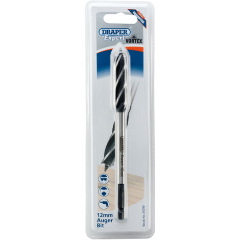 Draper Expert 4-Fluted Vortex Auger Bit, 12mm Diameter x 165mm Length, Model 35090