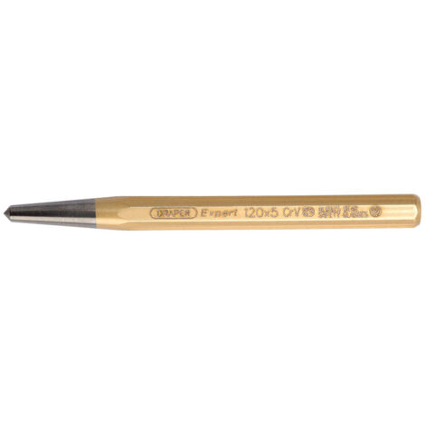 Draper Expert 5mm x 120mm Octagonal Center Punch for Precise Marking and Punching
