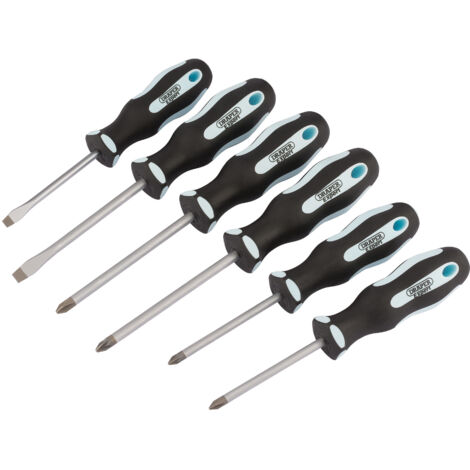 Draper Expert 6-Piece Soft Grip Screwdriver Set with Color-Coded Handles in PVC Storage Box (Model 63588)