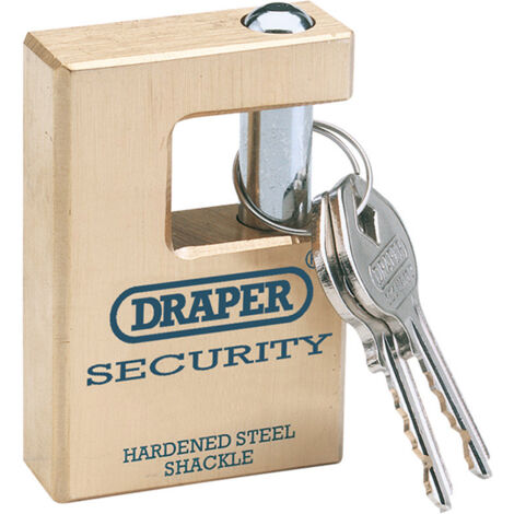 Draper Expert 63mm Quality Close Shackle Solid Brass Padlock and 2 Keys with Hardened Steel Shackle (64201)