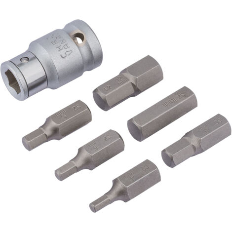 Draper Expert 7-Piece 1/2" Square Drive Metric Hexagon Bit Set with Holder (Model 83565)