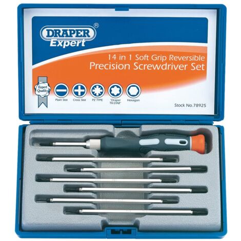 Draper Expert 78925 - Set di cacciaviti di precisione reversibili 14 in 1