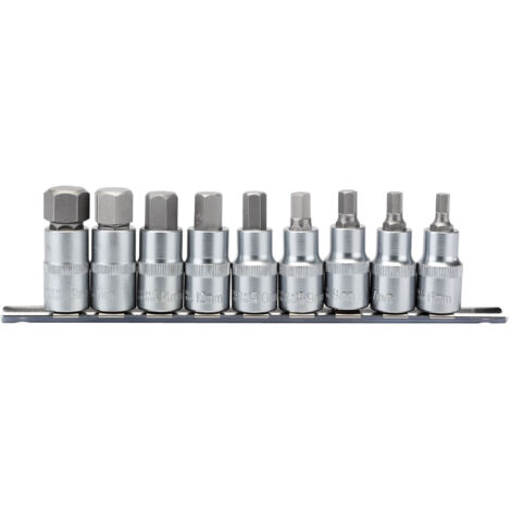 Draper Expert 9-Piece 1/2" Drive 55mm Long Metric Hex Socket Bit Set