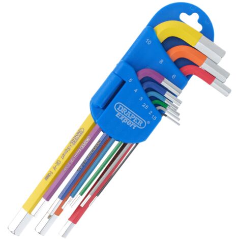 Draper Expert 9-Piece Metric Long Arm Hex Key Set with Color Coding (Model 04905)