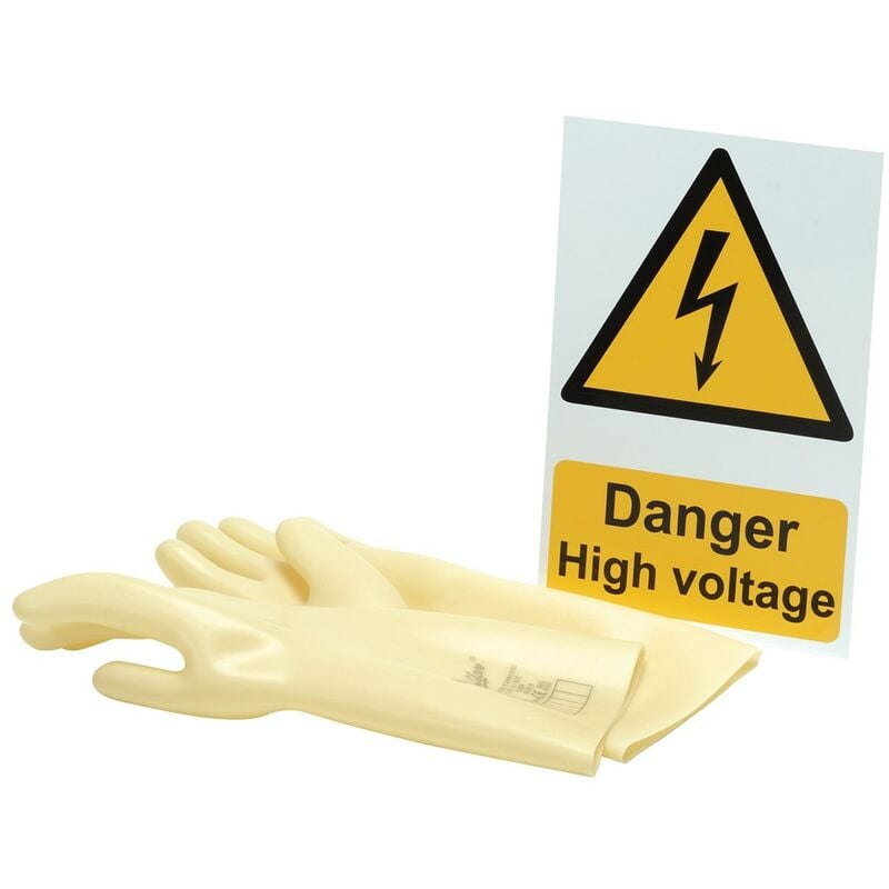 Draper 99715 - Electrical Insulating Gloves and 'Danger High Voltage' Hazard Sign