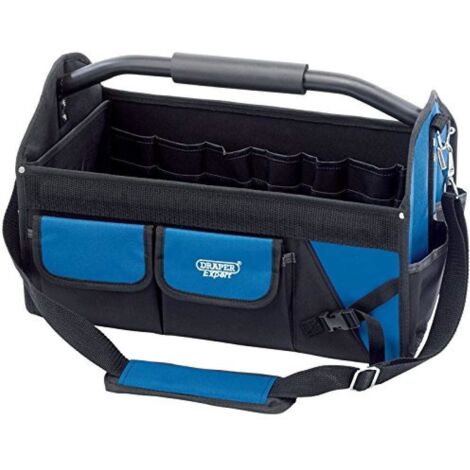 Draper Expert Folding Tote Tool Bag with 45L Capacity, 24-Inch (610mm) Tubular Steel Handle, Portable Storage Caddy