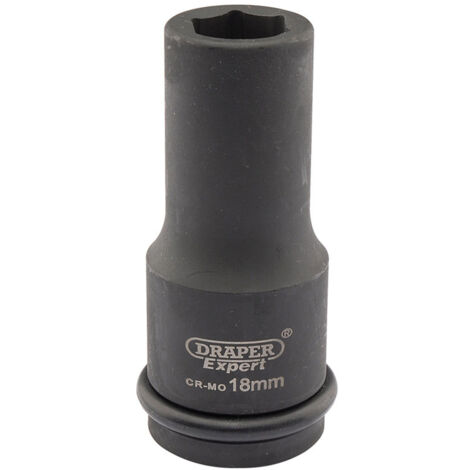 Draper Expert HI-TORQ® 18mm 3/4-Inch Drive Deep Impact Socket with 6-Point Hexagon, Heavy-Duty Metric Deep Socket for High Torque Applications