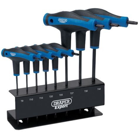 Draper Expert TX-STAR® Soft Grip Metric T-Handle Key Set (8 Pieces) with Double-Ended Keys and Soft Grip Handles