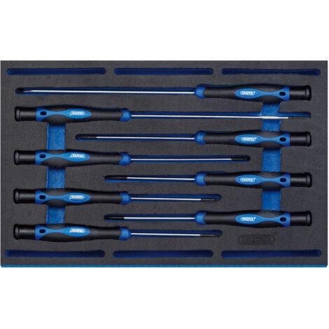 Draper Extra Long Precision Screwdriver Set in 1/4 Drawer EVA Insert Tray (8 Piece) (63399)