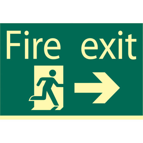 Draper Glow In The Dark 'Fire Exit Arrow Right' Safety Sign (72662)