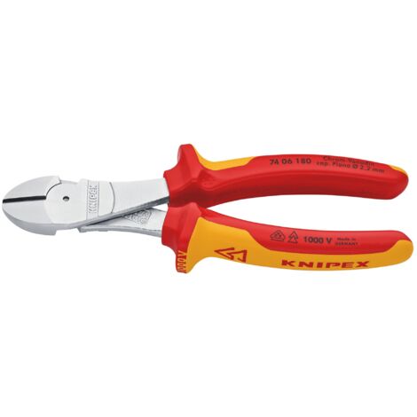 Draper HD HI-Leverage VDE Insulated Diagonal Cutters, 180mm, Model VDE180, Part Number 26784