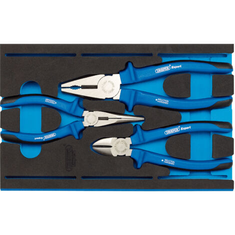 Draper Heavy Duty Plier Set in 1/4 Drawer EVA Insert Tray (3 Piece) (63262)