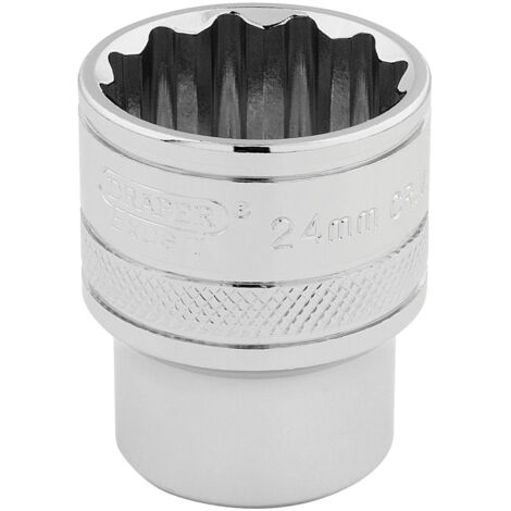 Draper HI-TORQ 1/2" Drive 24mm 12-Point Chrome Socket – Standard Length, Polished Finish, Model 33372