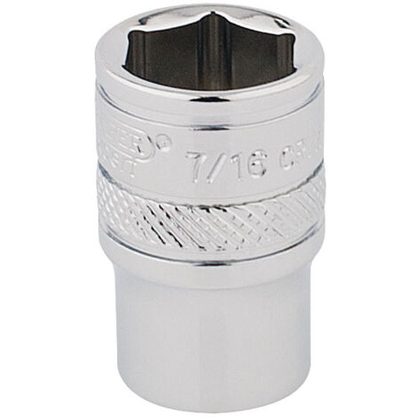 Draper Hi-Torq 1/4 Inch Square Drive 6-Point Socket (7/16 Inch) – Polished Chrome Imperial Socket (Model 48942)