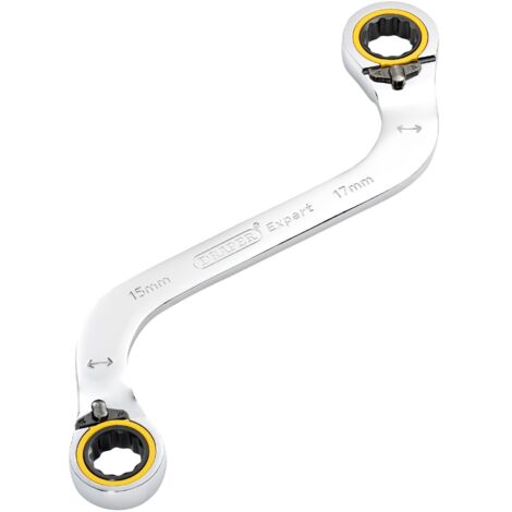 Draper Hi-Torq® 15x17mm S-Ratchet Double Ring Spanner with S-Shape Design (Model 03945)