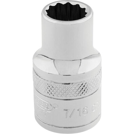 Draper Hi-Torq 3/8" Square Drive 12-Point Socket (7/16") – Polished Chrome, Model 49018