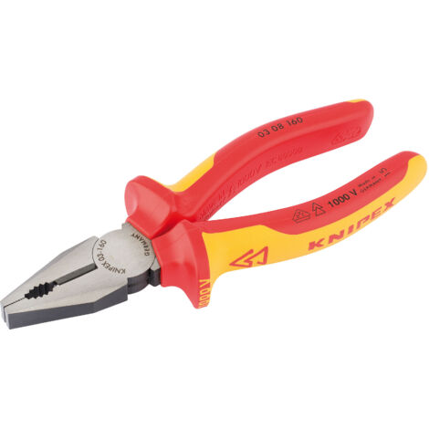 Draper Knipex 03 08 160UKSBE VDE Fully Insulated Combination Pliers, 160mm, Certified for Electrical Work
