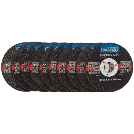 Draper Metal Cutting Discs – 50 x 1.5 x 10mm, Pack of 10