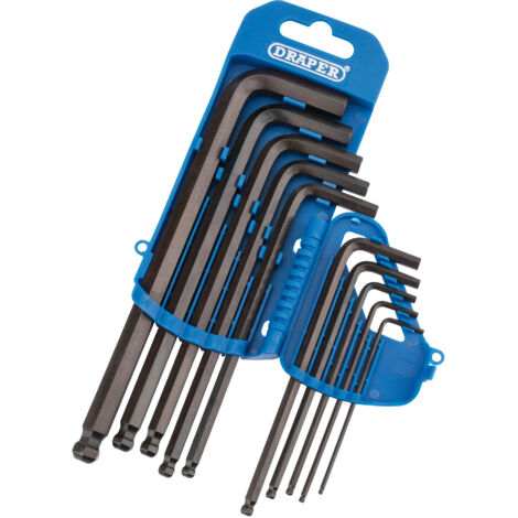 Draper MM Hex Key Set with Ball End – 10-Piece Metric Hexagon and Ball End Hex Keys (Model 33694)