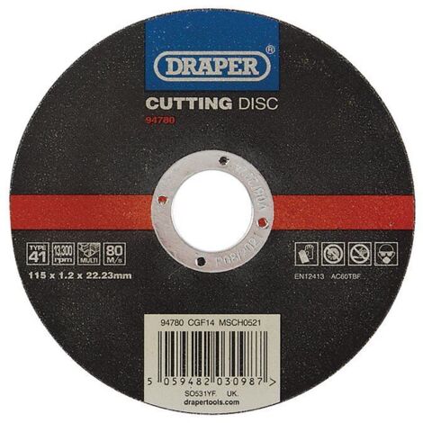 Draper Multi-Purpose Cutting Disc 115 x 1.2 x 22.23mm for Versatile Cutting Applications