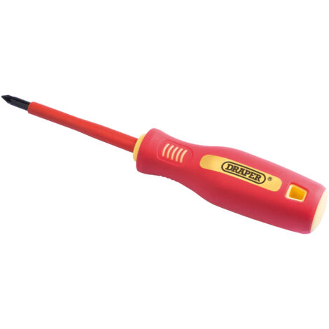 Draper No. 1x80mm Fully Insulated Soft Grip PZ Type Screwdriver – VDE Approved, Display Pack