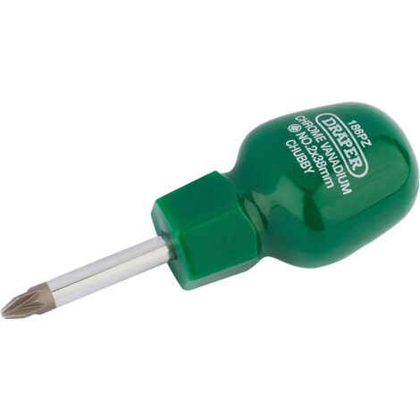 Draper No 2 x 38mm PZ Type Cabinet Pattern Chubby Screwdriver (Sold Loose) (22357)