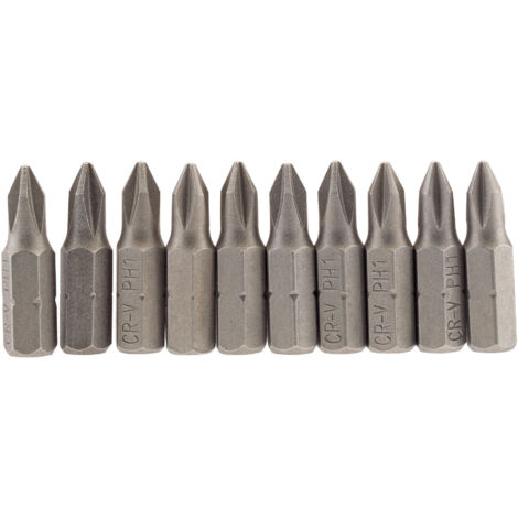 Draper No.1 1/4 Hex. Cross Slot Insert Bit 25mm Long x 10 (64060)