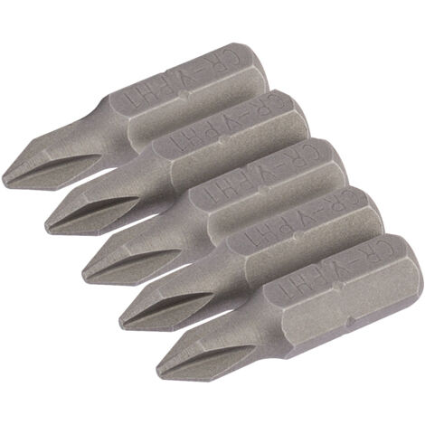 Draper No.1 1/4 Hex. Cross Slot Insert Bit 25mm Long x 5 (64017)