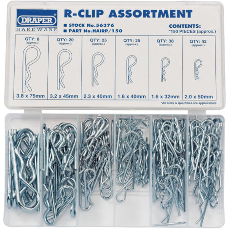 Draper R Clip Assortment Kit – 150 High-Quality Clips for Versatile Use (Model 56376)