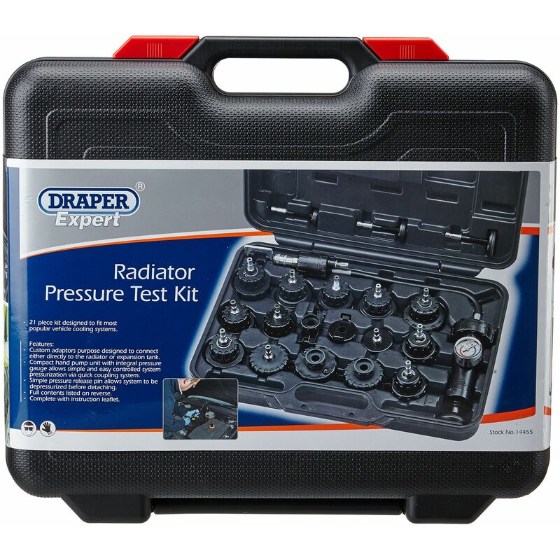 Radiator Pressure Test Kit (20 Piece) (14455) - Draper