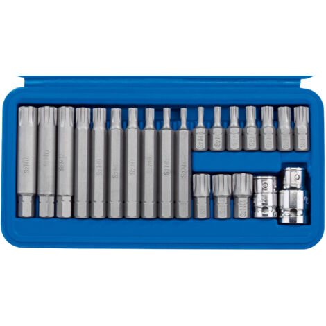 Draper Ribe Set 22-Piece Blue Screwdriver and Bit Set with 3/8" and 1/2" Square Drive