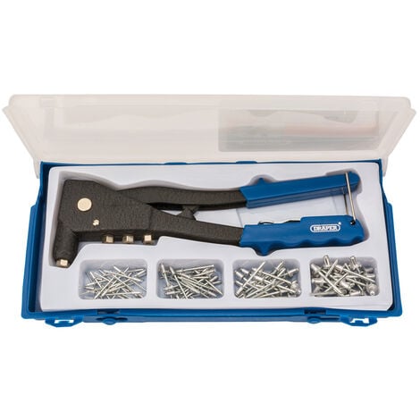 Draper Rivet Gun Hand Riveter Kit for Aluminium Rivets In Case 100 Rivets 27843