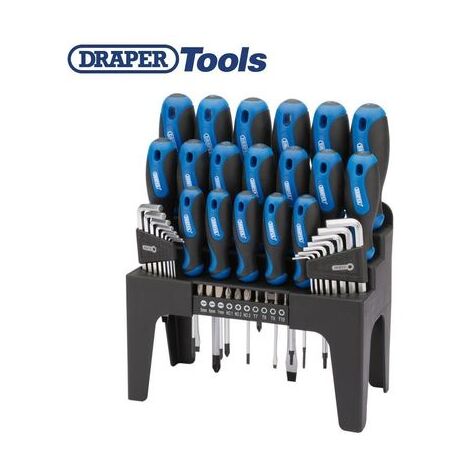 DRAPER TOOLS DRAPER SCREWDRIVER SET 44PC SOFT GRIP 1/4"" BIT HEX ALLEN TORX KEY GREEN 78619