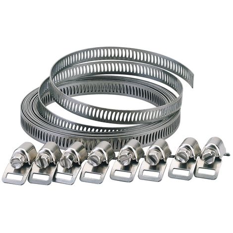 Draper Set di fascette stringitubo larghe, fascette stringitubo da 8 a 12 mm di larghezza, 3 m, presa rapida, 8 morsetti di tensionamento, 55591
