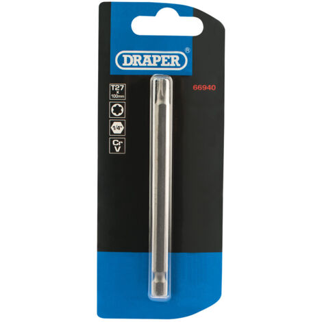 Draper T27 1/4" Hex TX-STAR® Insert Bit, 100mm Long, Model 66940