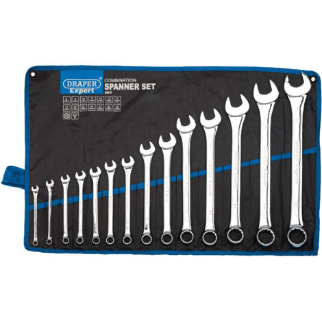 Draper Tools 14-Piece Metric and Imperial Combination Wrench Set in Silver