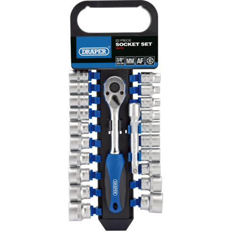 Draper Tools 22-Piece Metric Ratchet Socket Set with 3/8" Drive