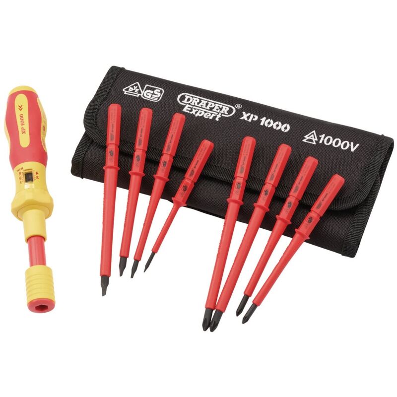 Draper XP1000 - Set di 9 cacciaviti dinamometrici vde a doppia lama intercambiabile isolata - 65372 - Set di cacciaviti per utensili elettrici