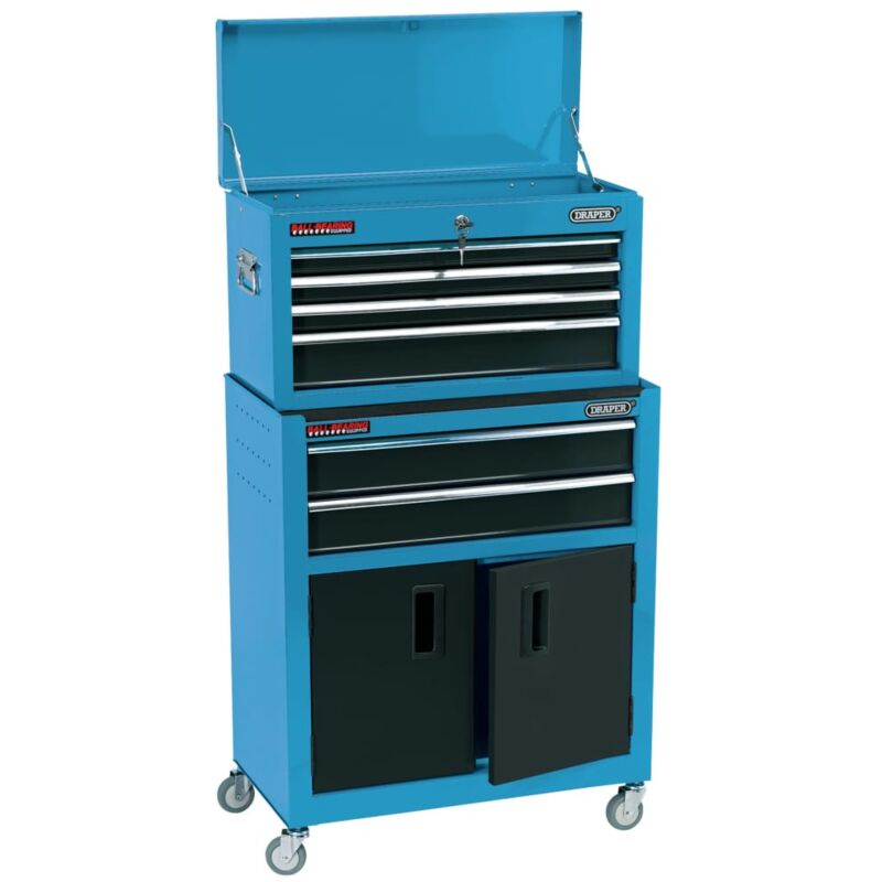 

Draper Tools Armario y caja de herramientas ruedas azul 61,6x33x99,8cm - Azul