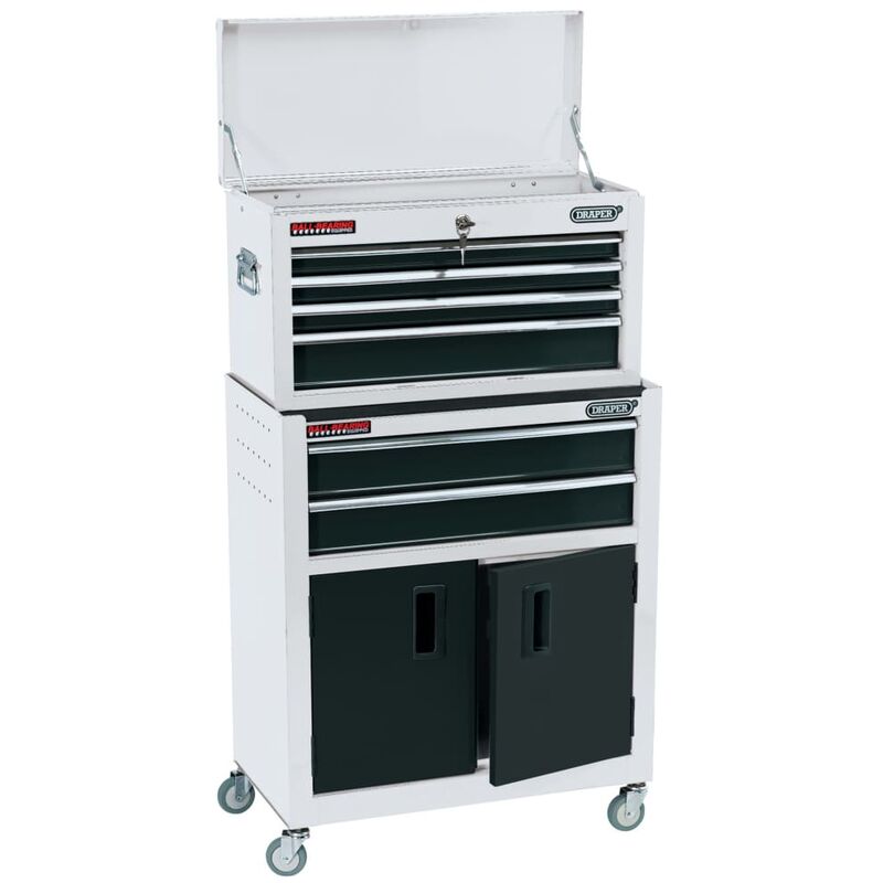 

Draper Tools Armario y caja herramientas ruedas blanco 61,6x33x99,8cm