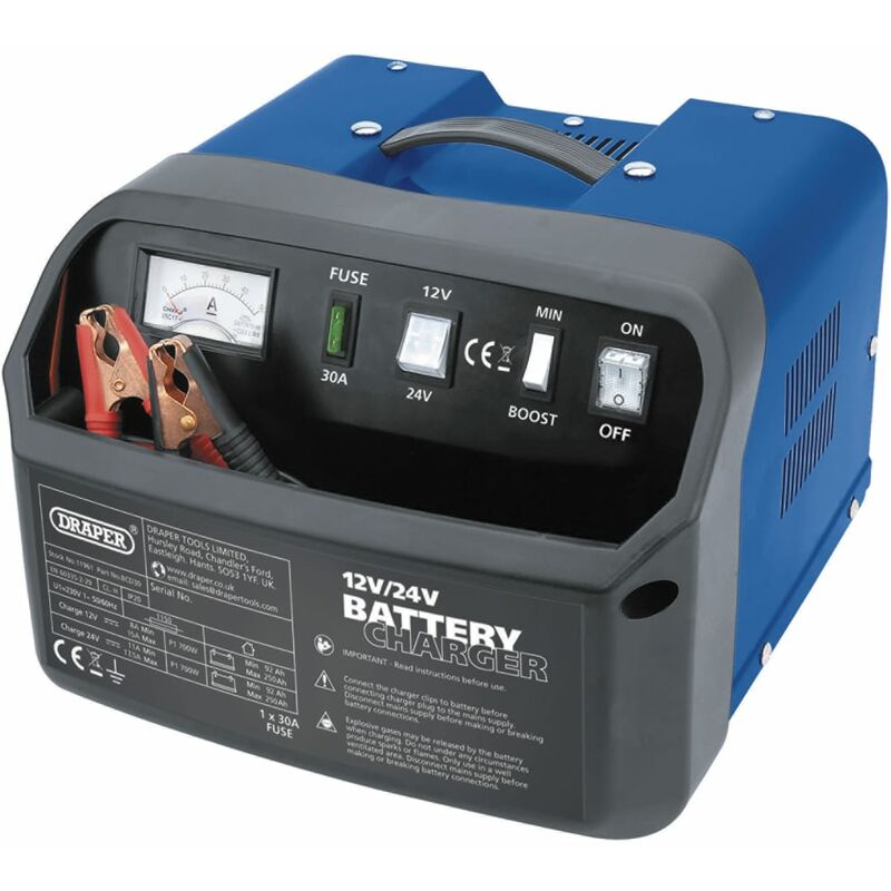

Draper - Tools Cargador de batería 28,5x28x20 cm 12/24 V 15 A