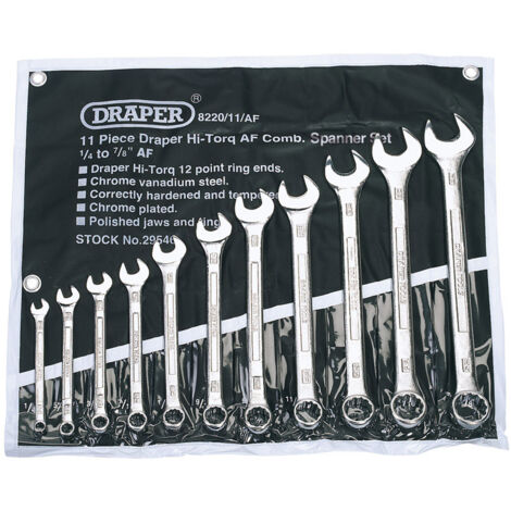 Draper Tools Expert 11-Piece Silver Combination Box-End and Open-End Wrench Set