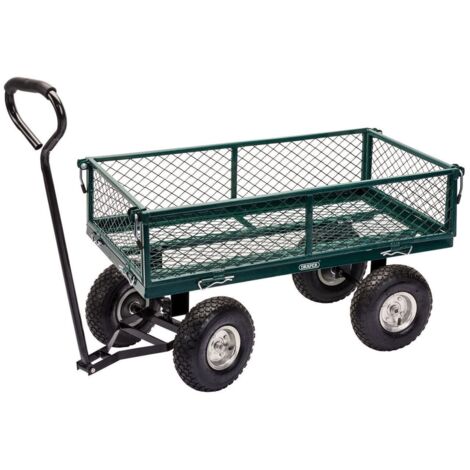 Draper Tools Green and Black Steel Mesh Garden Cart 86.5x46.5x21 cm