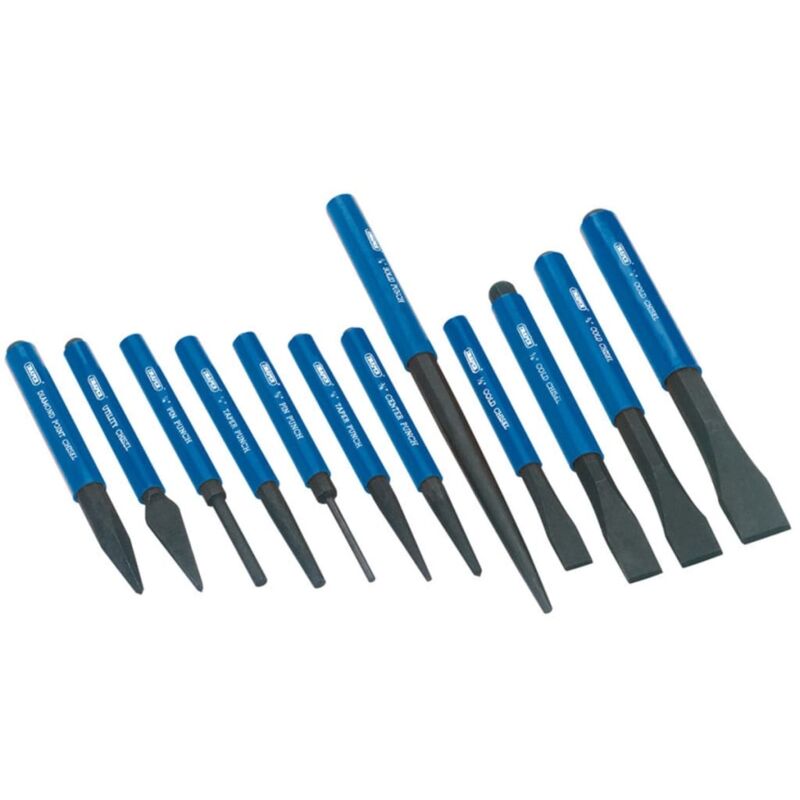 

Draper Tools Juego cincel y punzón 12 piezas azul 26557