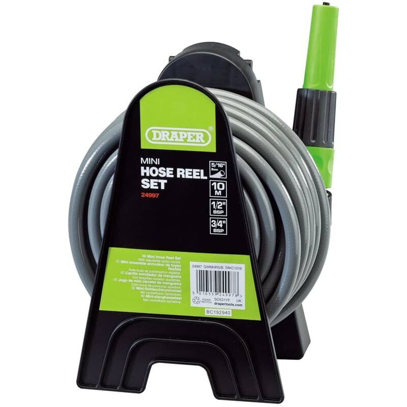 

Draper Tools Set de mini carrete de manguera 10 m verde