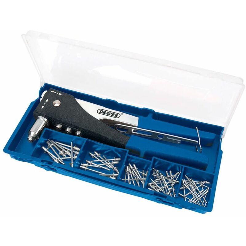 

Draper Tools Set de pistola remachadora de dos sentidos azul 27848