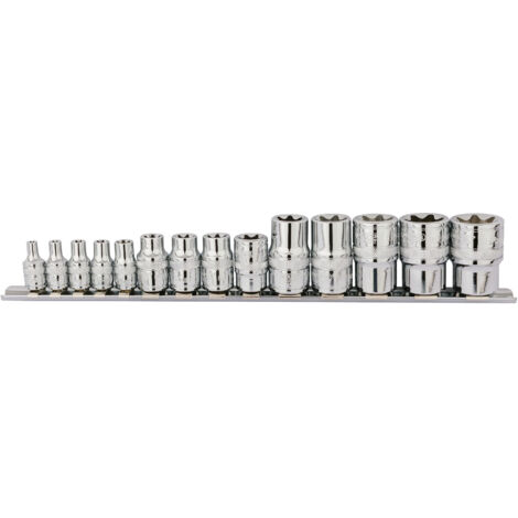 Draper TX-STAR 14-Piece Socket Set with 1/4", 3/8", and 1/2" Square Drive Sizes