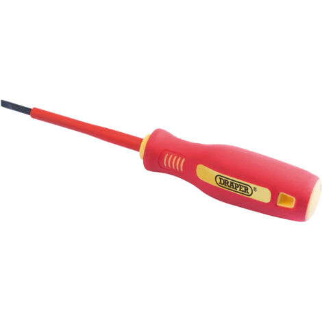 Draper VDE Approved Fully Insulated 2.5mm x 75mm Plain Slot Screwdriver with Soft Grip Handle – Display Pack
